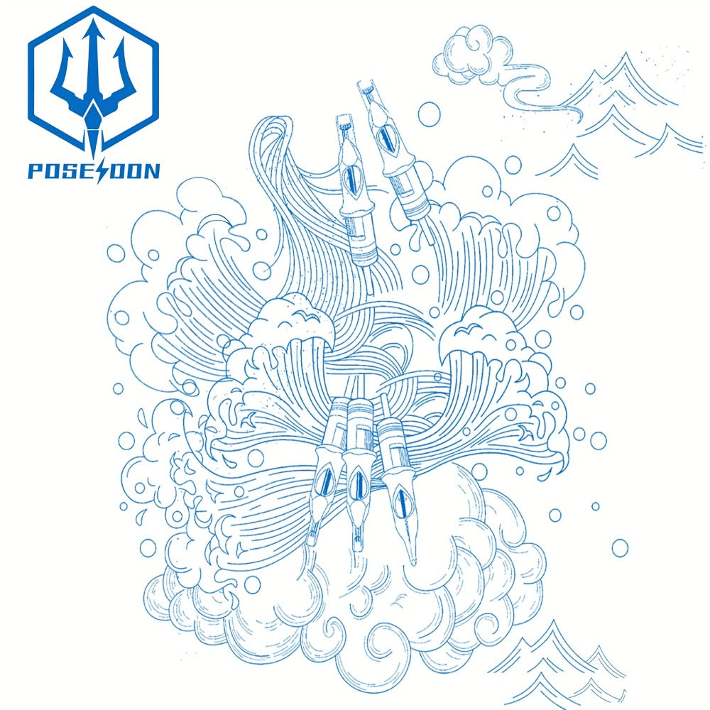 POSEIDON V3 Tattoo Cartridge Needles 50pcs Mixed Size Steriled Needles With Membrane Safety Cartridges-1203RL, 1205RL, 1207RL, 1209RL, 1207RM, 1209RM, 1205RS, 1207RS, 1209RS, 1207M1