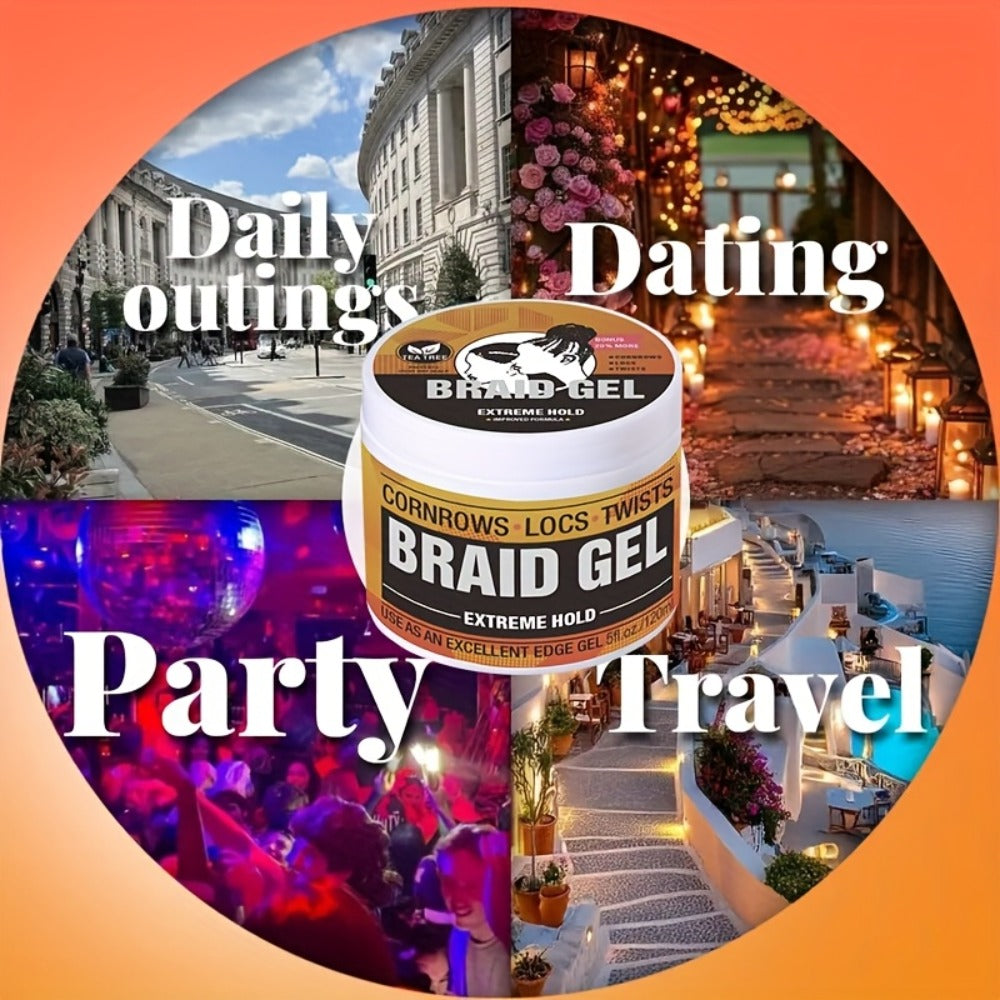 Braid Gel Extreme Hold Anti-Frizz Edge Control Hair Wax Pomade for Braids Locs Twists Sleek Styles Moisturizing Frizz Control Long-Lasting Hold 4/5/6 Pack