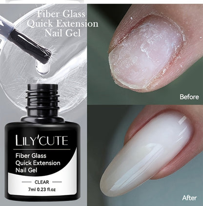 Fiberglass Construction Gel Nail Polish 3pcs - Clear Fiber Glass Gel for Nail Extension & Broken Nail Repair, UV LED Soak-Off Builder Gel Varnish