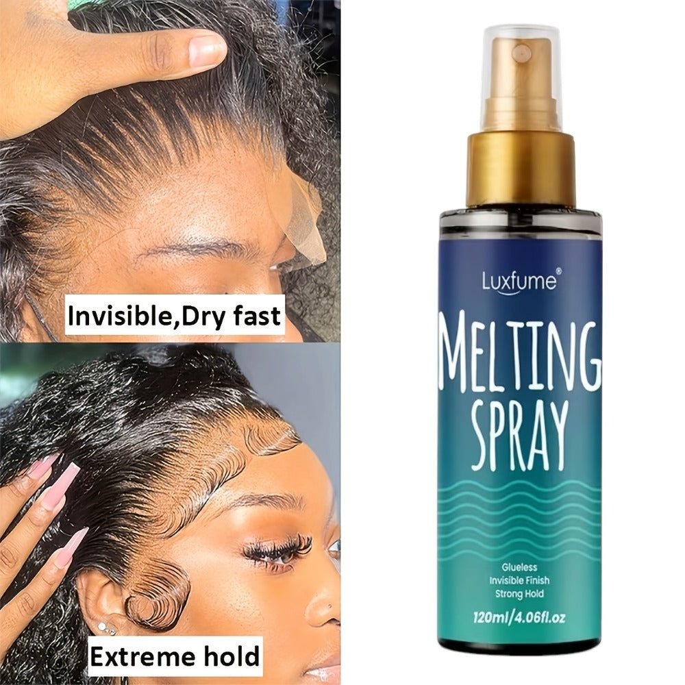 Lace Wig Melt Spray Strong Hold Quick Dry No Residue Invisible Glueless Wig Adhesive Hair Spray 4.06 Fl Oz Portable Easy Apply 1pc or 2pcs Value Pack