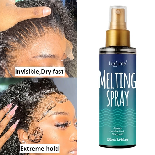 Luxfume Lace Wig Melt Spray-Strong Hold No Residue Quick-Dry Formula Easy to Use & Portable No-Glue Invisible Styling Hair Spray 4.06 Fl Oz, Halloween Essentials