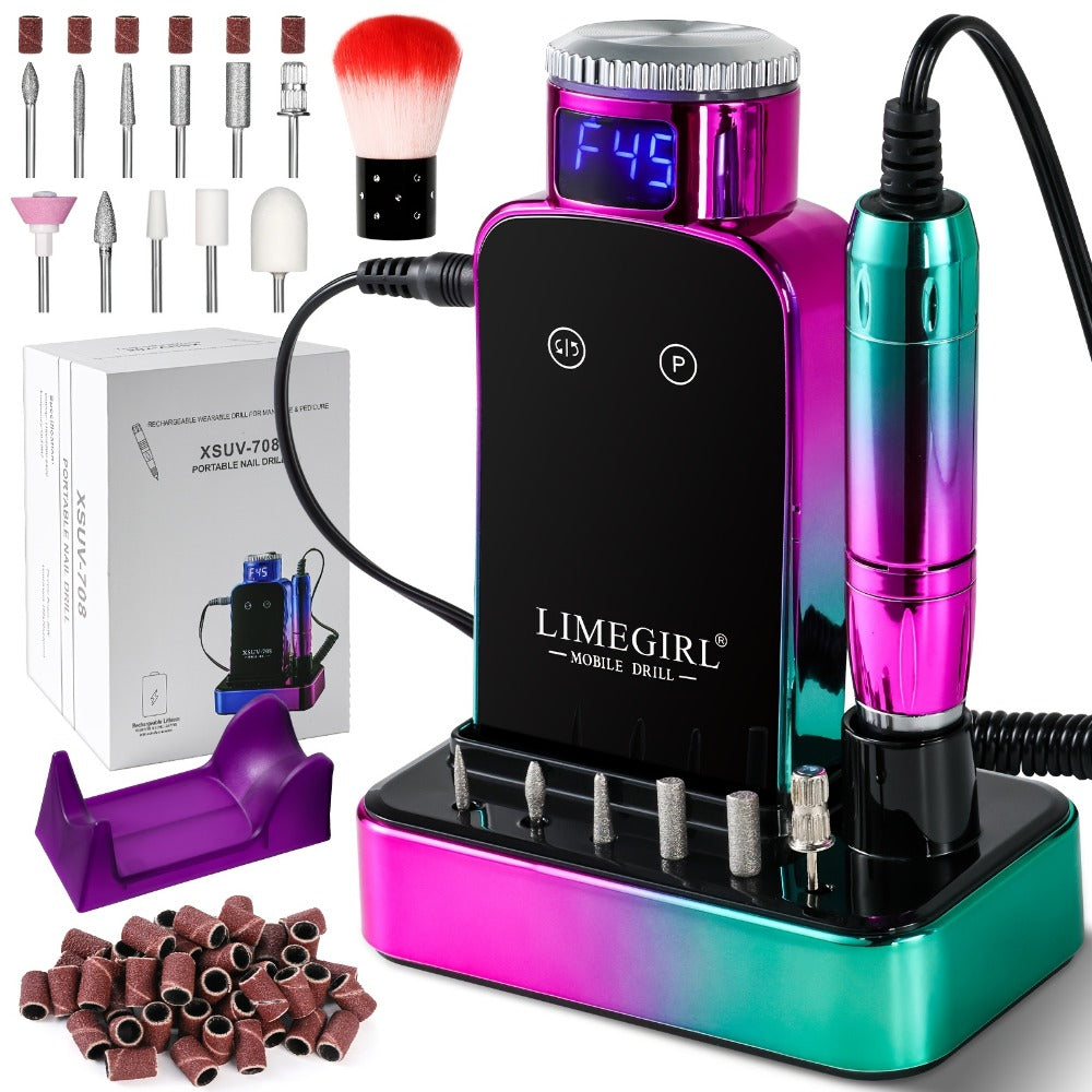 Electric Nail Drill Machine, 45000RPM Professional Nail File Cordless Rechargeable Nail Efile for Acrylic Gel Nails, Manicure Pedicure Polishing Shape Tools for Salon Home Use- Nail Drill