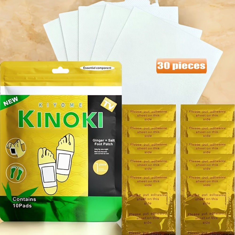 Foot Detox Pads 30PCS Bamboo Vinegar Ginger Powder Natural Moisturizing Deep Cleansing Foot Pads - Plant Ingredient Foot Massage Patches for Home Office