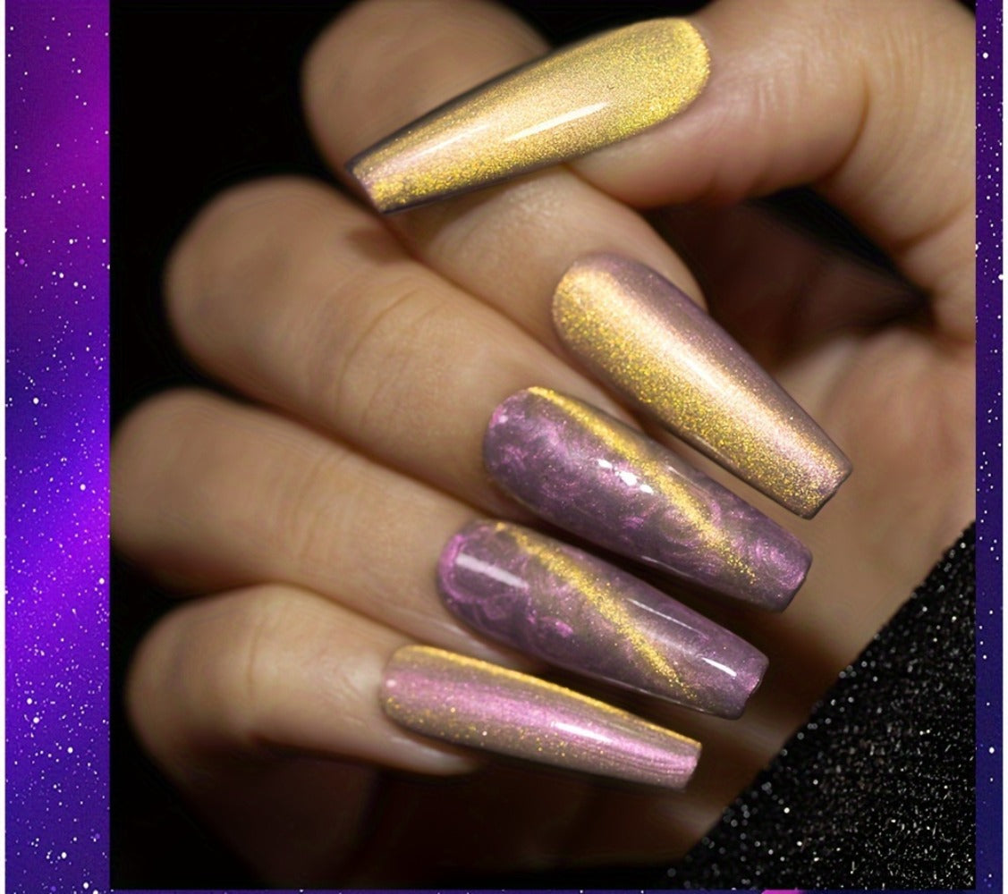 PUENTE 6pcs/set Aurora Shell Thread Cat Magnetic Gel Nail Polish With Magnet Semi-Permanent Nail Art 9D Aurora Glitter Pearl Cat Eye Gel Varnish, Soak Off Light Cured, Manicure Kit For Home Nail Salon Gift For Women