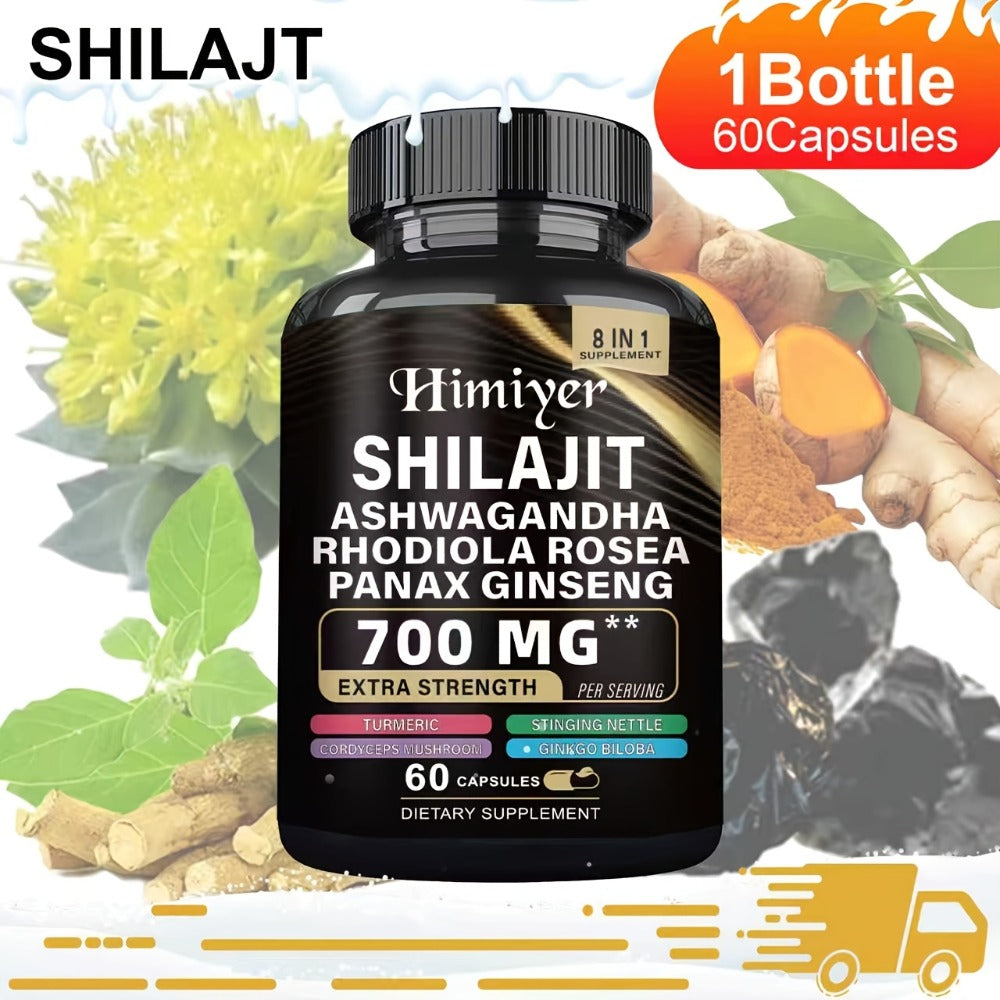 Sports Health Pack, Shilajit And Seamoss Ginger South African Drunken Eggplant Capsule, Sea Moss 350 Mg, Black Seed Oil 200 Mg, Ashwagandha 200 Mg, Ginger And Shilajit 300 Mg, Rhodiola Rosea 100 Mg, 1395mg+700mg Complete Supplement