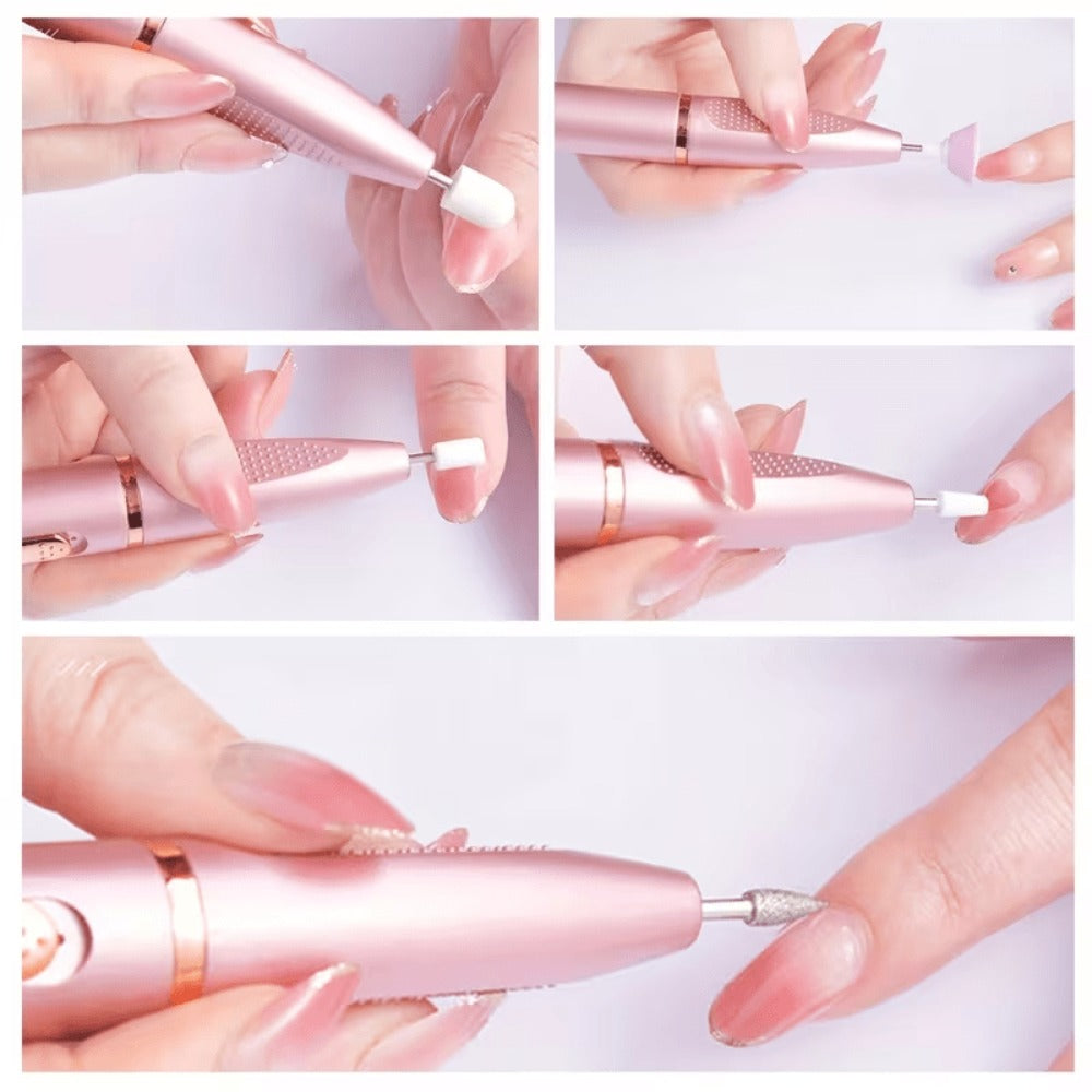 Portable Electric Nail Grinder, Acrylic Nail Set, Professional Nail Polish Kit with Variable Speed Electric Nail File Tool Suitable for Gel Nails, Includes 11 Interchangeable Heads for Pedicure Polishing And Removal