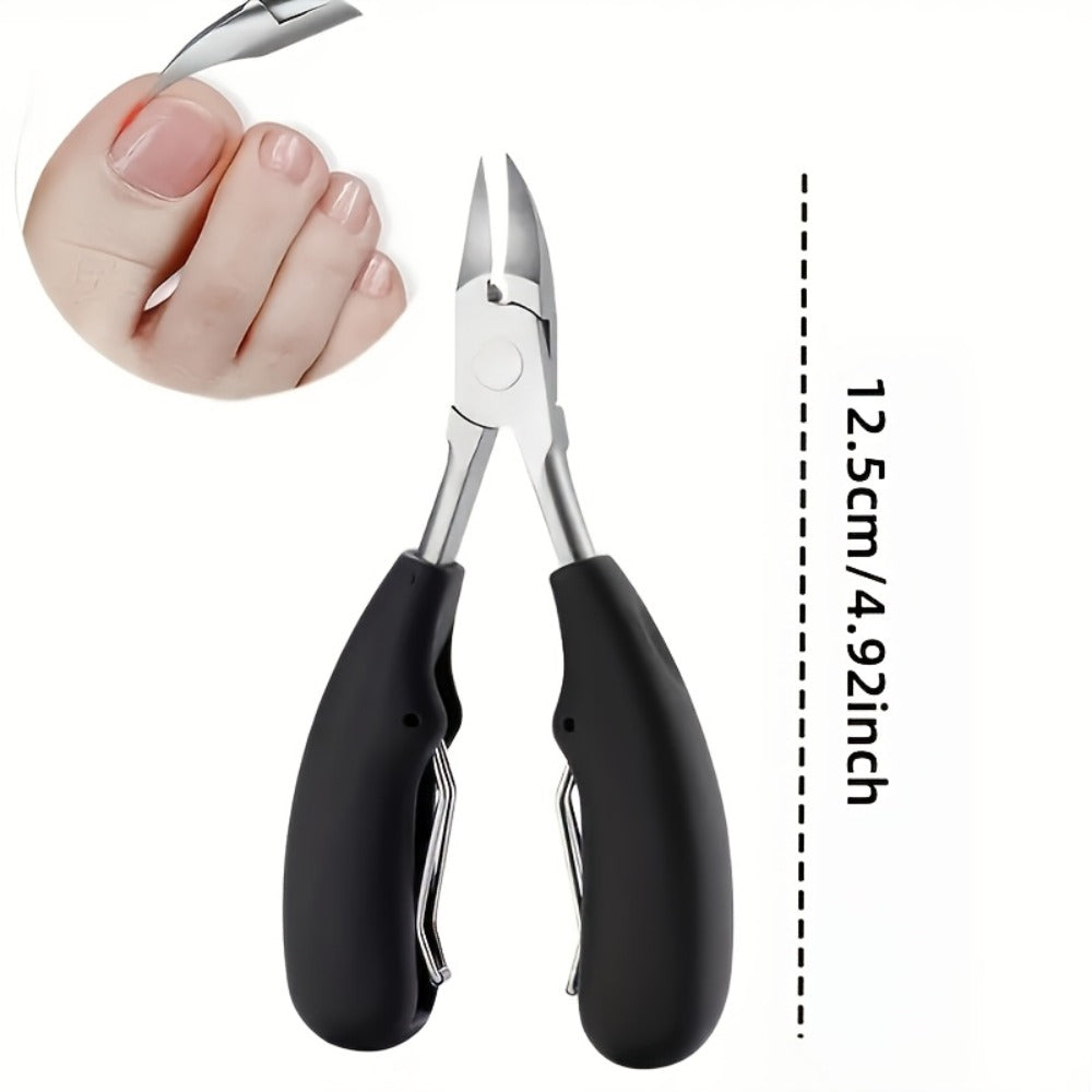 4pcs Heavy-duty Nail Scissors Set for The Elderly-inclined Curved Blade, Anti-splash Design, Extended Handle, Nail File Included, Professional Pedicure Kit