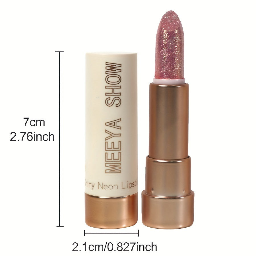 3pcs Pinkish Golden Pearlescent Lipstick Glossy Glitter Shimmer Lip Makeup Creamy Lip Gloss for Party Stage Cosplay Valentine's Day Gifts