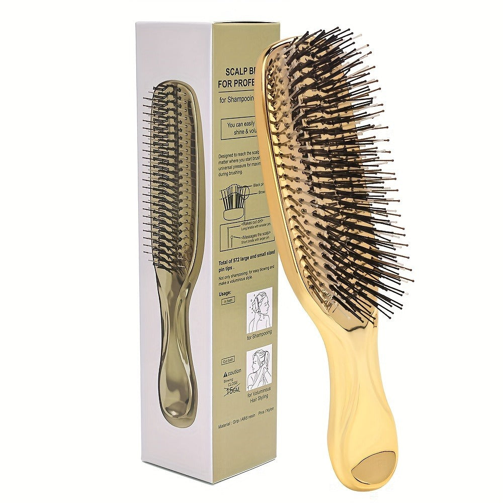 1pc Electroplated Hairdressing Comb Scalp Massage Air Cushion Comb Anti-static Hairdressing Comb with Gift Box