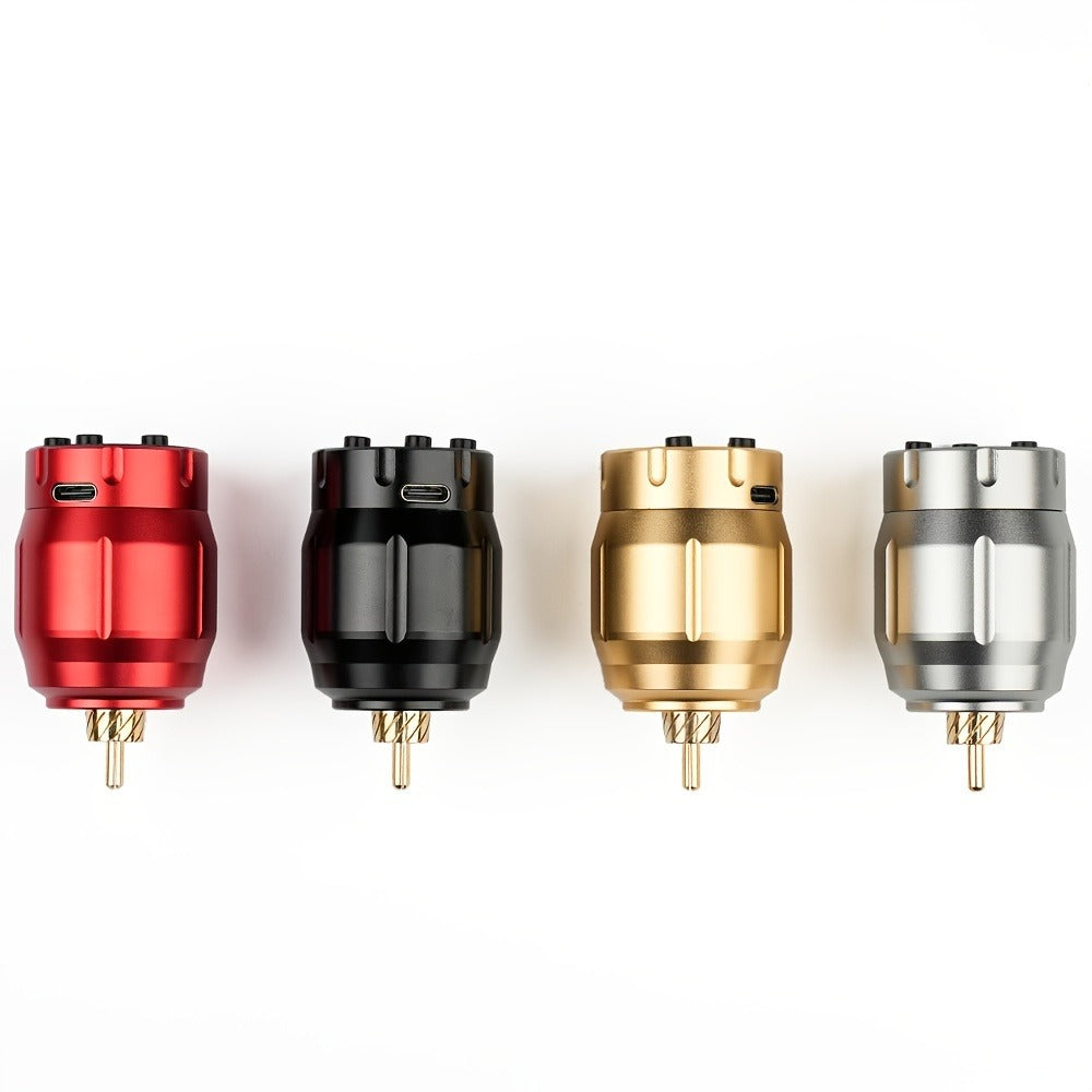 Wireless Power Supply for Tattoos, Featuring a Portable Rechargeable Motor Without Cords, Equipped with an LED Digital Display And RCA Connector, Designed for Rotary Tattoo Machines And Makeup Tools