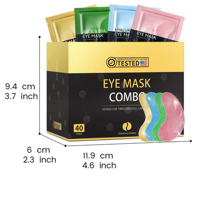 Under Eye Masks 40 Pairs Crystal Collagen Eye Patches with Caffeine Aloe Vera - Dark Circles Puffiness Moisturizing Eye Mask for Women All Skin Types Party Gift