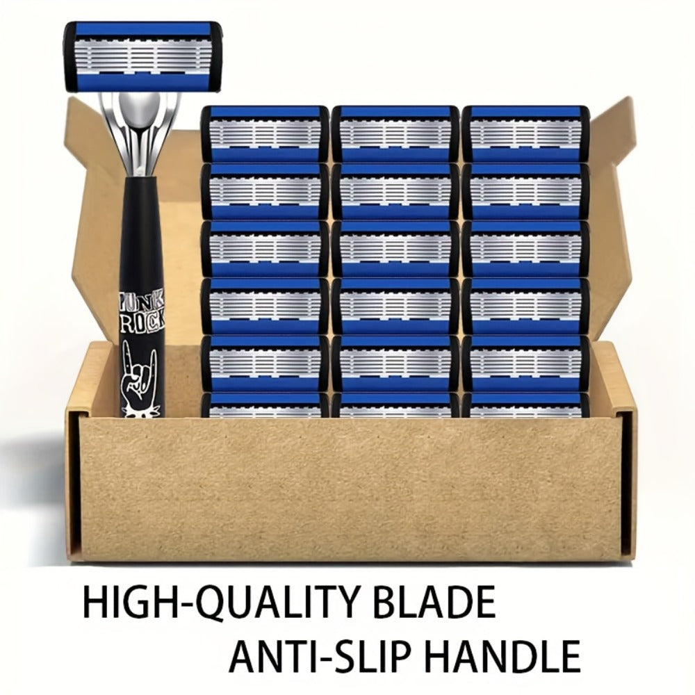 This Luxurious Men's Safety Razor Features 36 Blades Made Of High-quality Stainless Steel. It Has 2 Anti-slip And Comfortable Handles That Are Ultra-smooth And Painless for Shaving. It Is A Must-have Manual Razor for Men