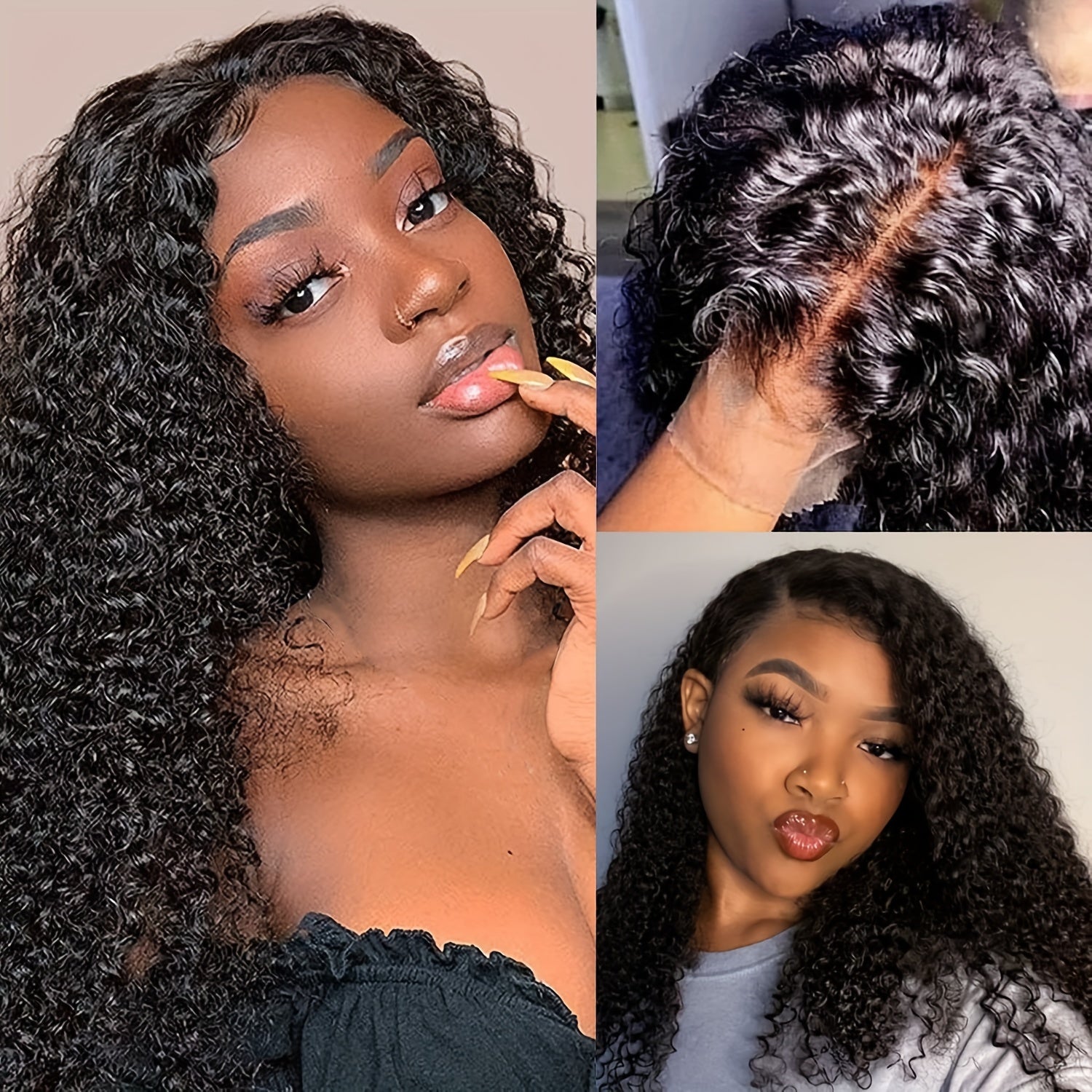 Kinky Curly Lace Front Wigs Human Hair 4X4X1 Lace Closure Wigs 180% Density Kinky Curly Wigs with Brazilian Unprocessed Wig Natural Color