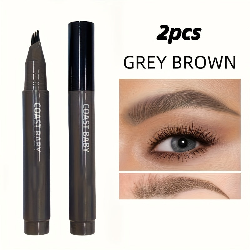 2-Pack 4-Color Multi-Fork Eyebrow Pencil: Create Clear And Realistic Eyebrow Shape And Fill in The Hairline. Waterproof, Not Smudgeable, Durable And Long-Lasting. Suitable for Beginners. Perfect Gift for Festivals