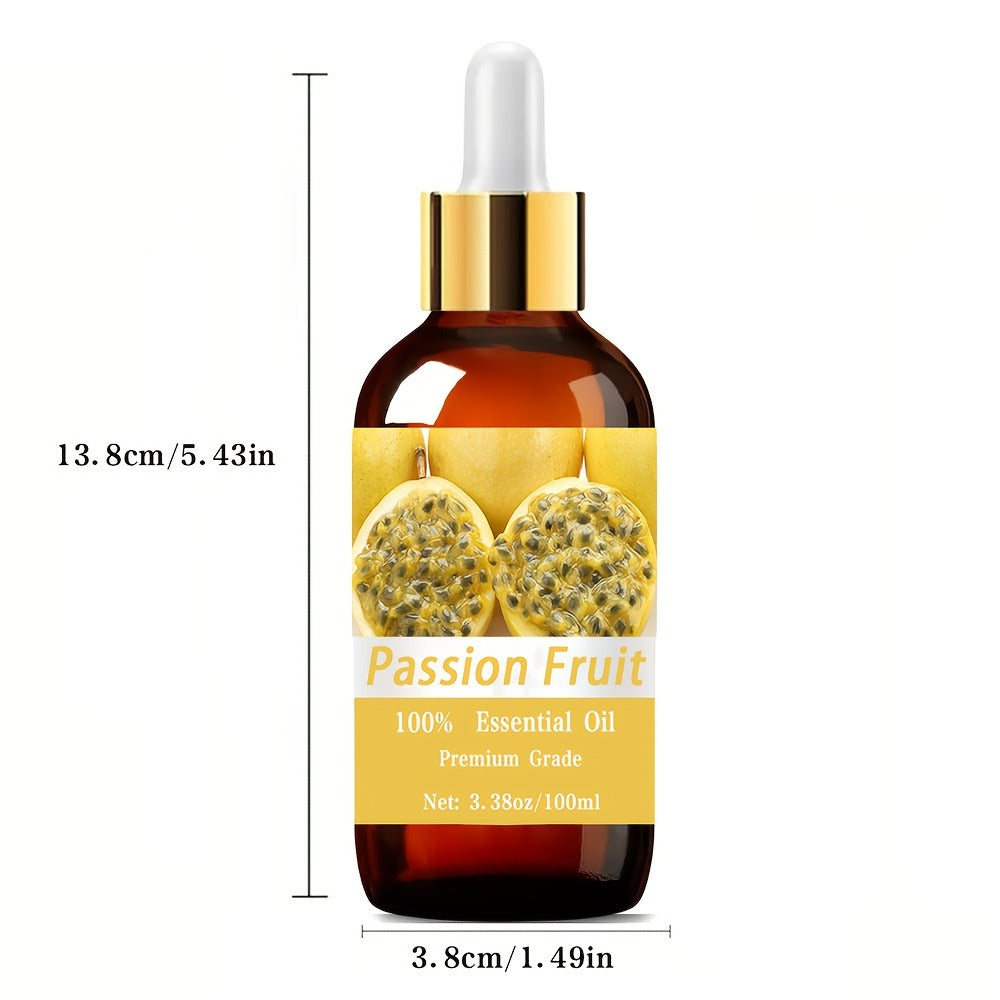 Passion Fruit Essential Oil, 3.38oz(100ml), 100% Pure & Natural Care Grade for Hair & Skin Care, Massage, Moisturizing Massage Essential Oil for Men & Women, Meditation Gift, Perfect Christmas Gift
