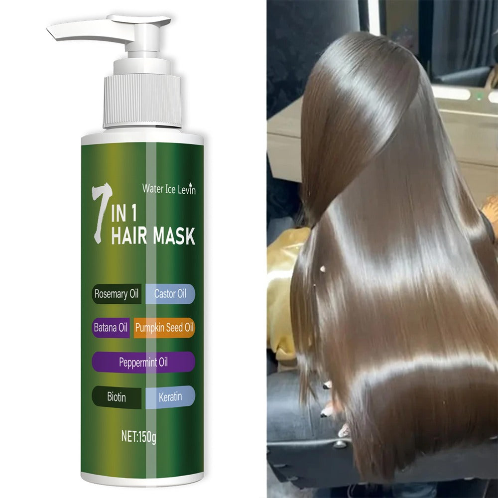 Deep Conditioning Hair Mask 7-in-1 with Rosemary Oil, Castor Oil & Biotin Keratin – Prevents Breakage, Softens Dry Hair | 150g Water Ice Levin Formula