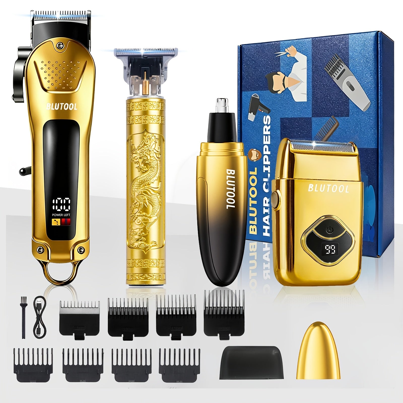 2/4 Piece Men's Grooming Set: Hair Clipper  Electric Shaver. Supports USB Charging, Offers Cordless Portability, Features An LED Display a Precision Grooming Tool Designed Exclusively for Men. The Ideal Gift for A Father, Husband, or Boyfriend.