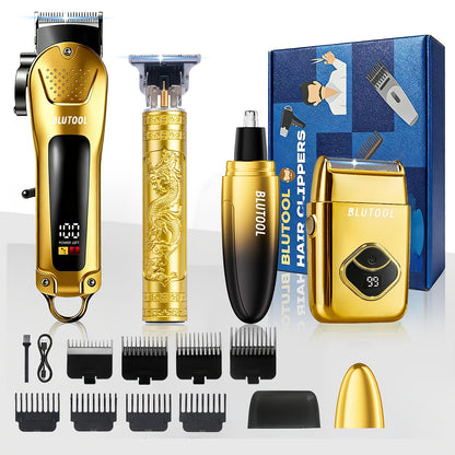 Men's Grooming Set Hair Clipper & Electric Shaver USB Rechargeable Cordless LED Display - Precision Grooming Kit Gift for Dad Husband Boyfriend