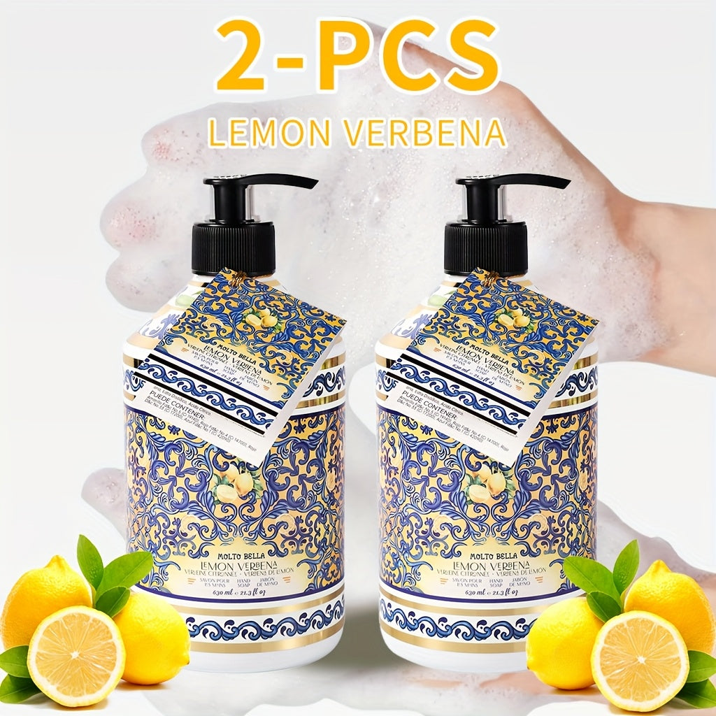 2 Bottles (21.3fl.oz Each) Liquid Hand Soap Suitable for All Skin Types, 6 Scent Infused Foam Formula with Floral Press Bottle, Ethically Made Gel & Fragrance for Hands, Hygienic Cleaning for, Office, Travel -