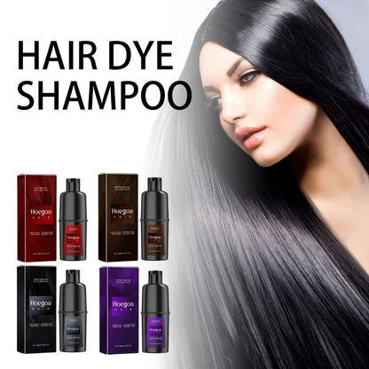 Hair Dye Shampoo & Conditioner 3-in-1 Color Foam Moisturizing Shine No-Damage Herbal Formula Easy Apply All Hair Types Purple Black Red Brown