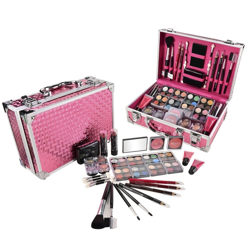 Makeup Set 56pcs Professional Full Face Kit Eyeshadow Lipstick Blush Lip Gloss Eyebrow Pencil Glitter Powder Brushes for Beginners Wedding Stage Holiday Gift