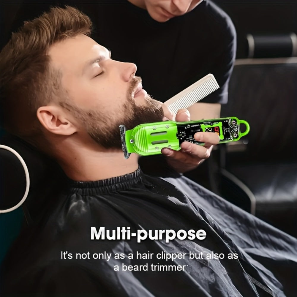 Men' Cordless Hair Clipper & Beard Trimmer with LED Display - USB-C Charging, 4 Attachments Combs (Long Hair Trimmer, Barber-Grade Clipper) - Cordless Shaver Suitable for Home & Travel - Perfect Gift for Men