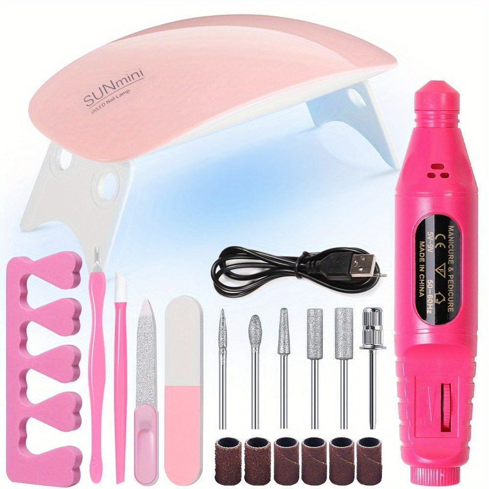 7 In 1 Manicure Set Including Nail Lamp, Nail File, Cuticle Fork, Cuticle Nipper, Finger Separator - Professional For Beginners, Professional Nail Lamp For Salon And Home Use, Essential Nail Tools Compatible With All Gel Nail Polishes