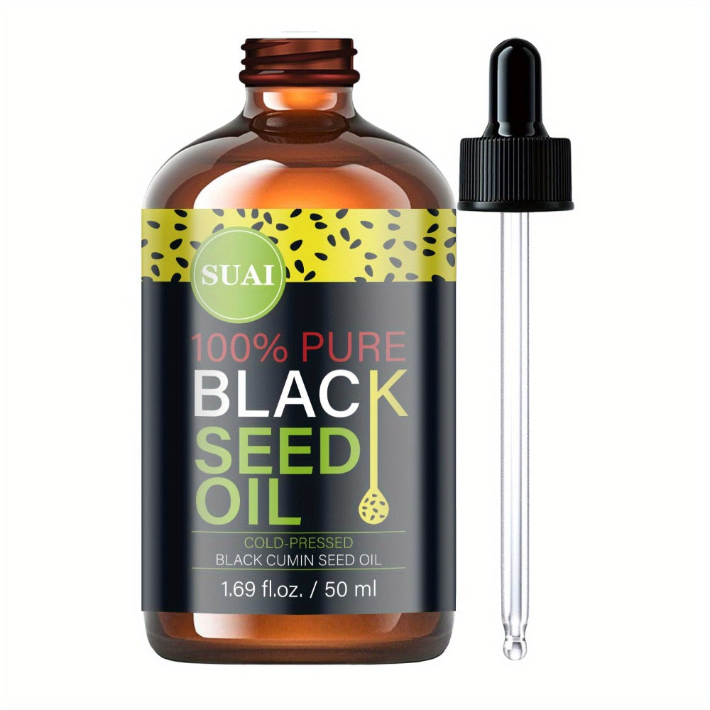 Black Seed Oil 100% Pure Cold Pressed Moisturizing Firming Multi-Use for Face Body Hair Nails Eyelashes Natural Plant Extract Skincare Oil All Skin Types Daily Skincare Routine