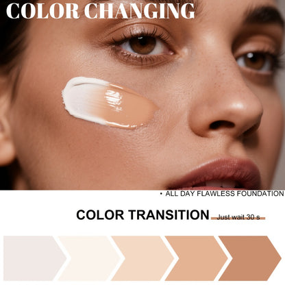 Color-Changing Liquid Foundation 3PCS BB Cream with Glycerin Moisturizing Lightweight Non-Cakey Natural Flawless Coverage Unisex All Skin Tones Makeup
