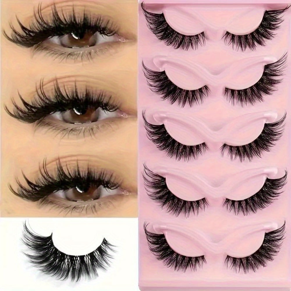 3 Boxes (15 Pairs) of Cat-Eye False Eyelashes, Featuring Natural Long Manga Lashes with Winged Tips for an Elongated Eye Appearance
