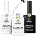 3pcs Beetles Gel Nail Glue & Dehydrator Kit - Professional Acid-Free Hema-Free Nail Prep Suitable for Press On Nails, Nail Tips, Extensions, Bond Primer & Gel for - Manicure, Gifts for Women