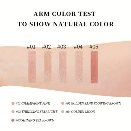 Shimmer Eyeshadow Palette 5 Shades Waterproof Creamy Glowing Formula with Built-in Mirror Luxury Packaging Radiant Finish Eye Makeup Gift Women