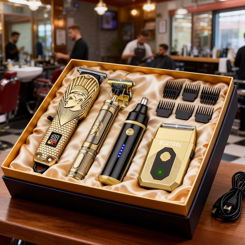 2pcs/4pcs Men's Hair Clipper and Beard Trimmer Bundle with USB- Clippers & LCD Display Trimmer - Barber Kit Suitable for Home, Travel, Ideal Gift for Men, Barber Equipment (Clipper and Trimmer)