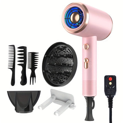 Professional Ionic Hair Dryer 1600W — Low Noise Quick Dry, 32000 RPM Motor, 2 Concentrators, Diffuser, 3 Combs & Hanger, Home Salon Travel Blow Dryer — 6 Colors