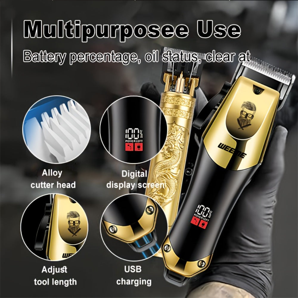 1pc/3pcs WEEME 3-In-1 USB Rechargeable Men'S Grooming Kit - Hair Clippers, Trimmer, And Shaver Set - ABS Plastic, Lithium Battery, Ideal Gift for Boyfriend Or Father