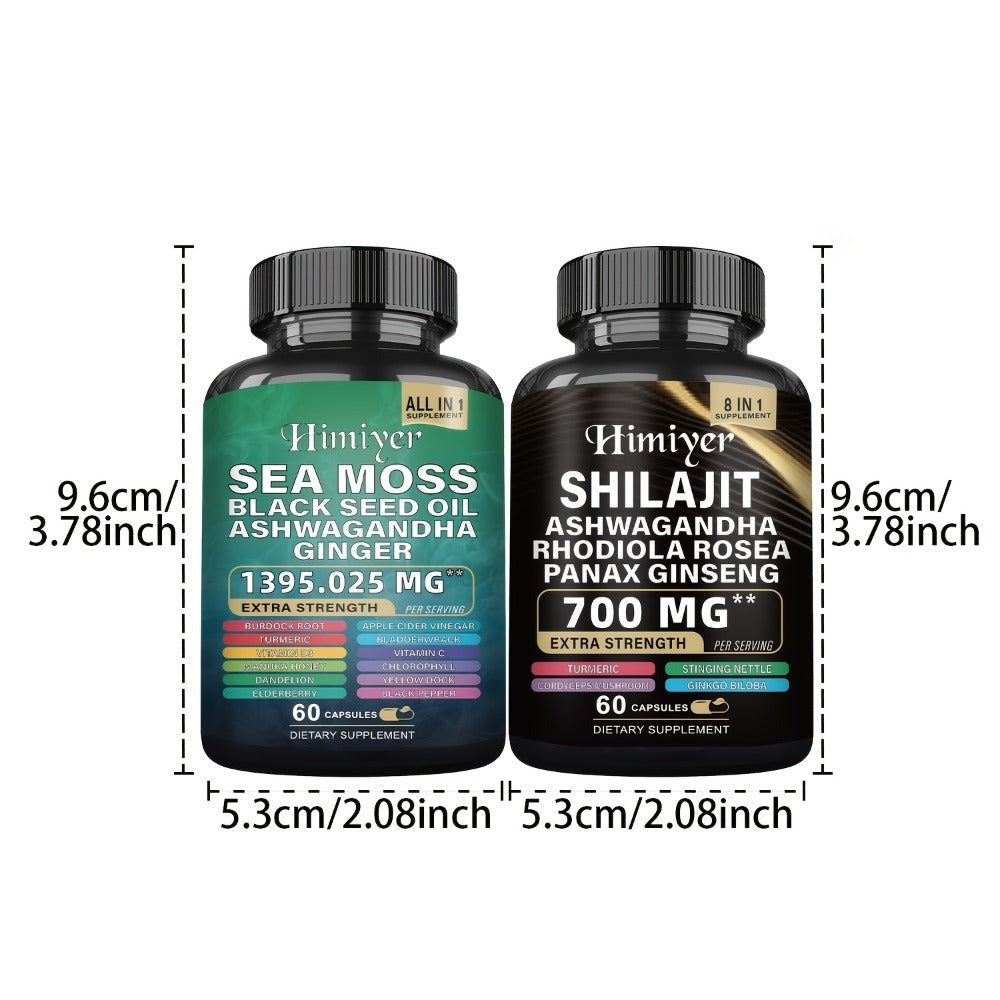 6pcs Sea Moss &SHILA, SEA MOSS 350mg, SHILA 300mg, Ashwagandha 200mg, 3 Courses Of Treatment - 6 Bottle Is Cheaper And Healthier-All Nutritional Supplement, Vitamins, Trace Elements, And Sports Energy.