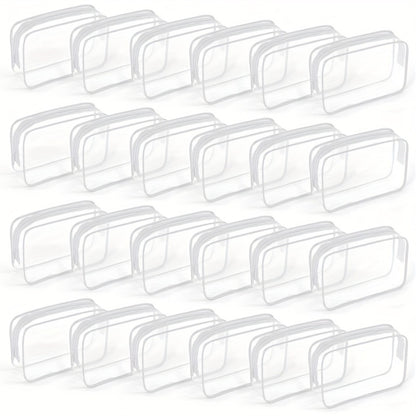 TSA Approved Clear Toiletry Bags Set of 24 Transparent Travel Makeup Organizer Pouches Medium Size Airport Security Quart Bag White Rose Red