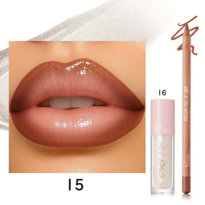 Matte Lip Liner and Glitter Lipstick Set Waterproof Long Lasting Gradient Lip Kit Smooth Blending Bold Color for All Skin Tones Daily Party Makeup
