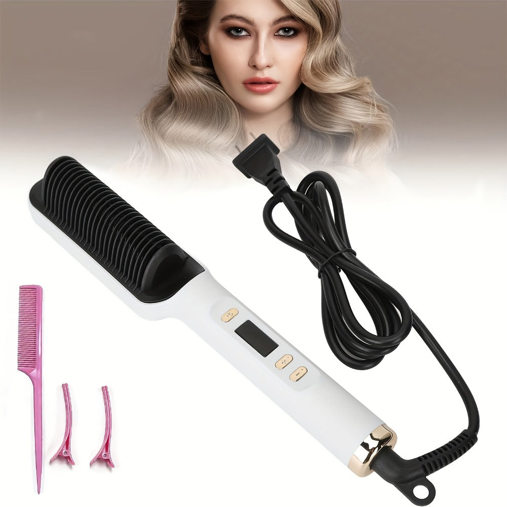 Hair Straightener And Curler 2-in-1, Household Wet And Dry Hair Straightener Comb Multi-Temp Volumizing Styling Comb, Women's Hair Tools, Women's Hair Tools Birthday Christmas Gift