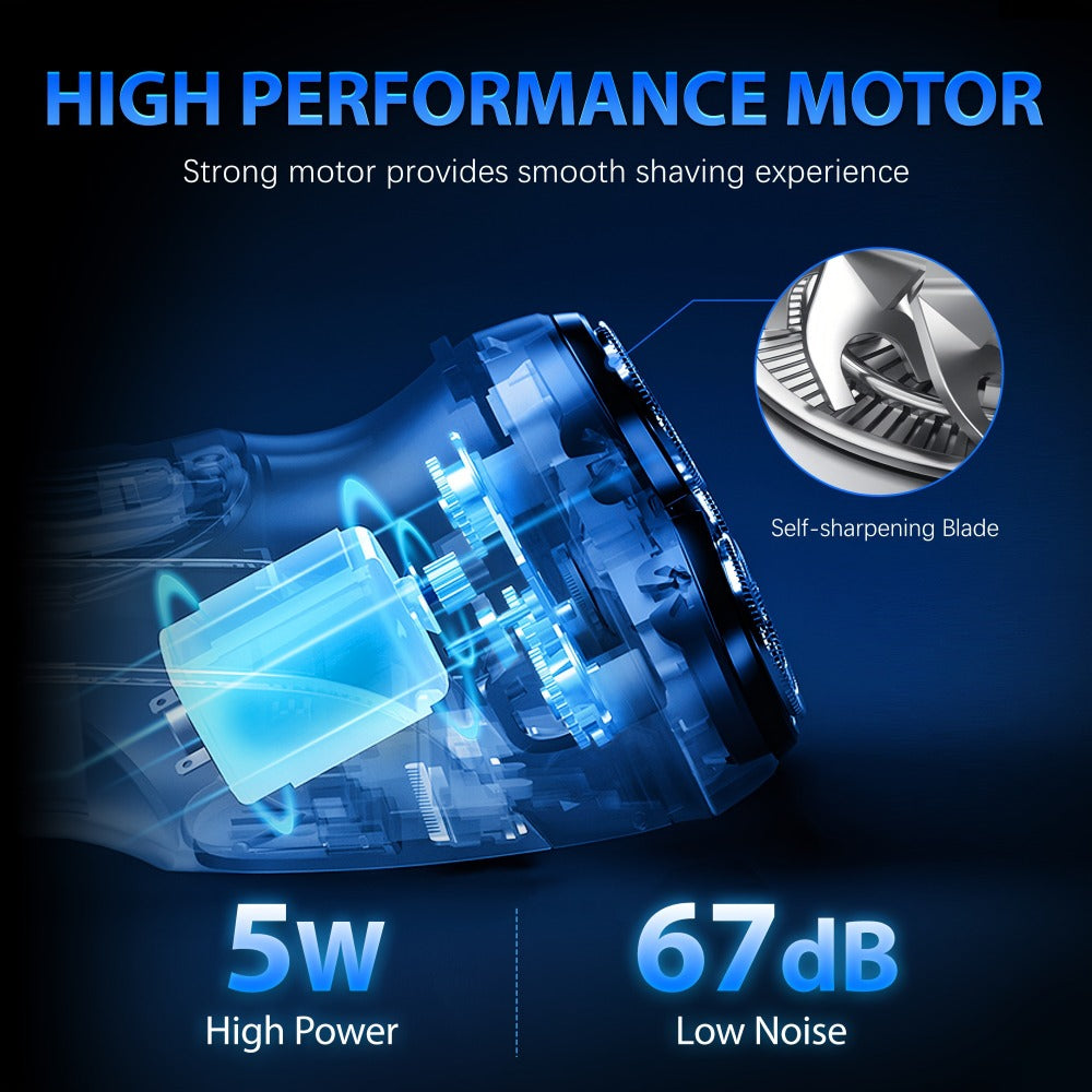 Electric Razor for Men Cordless Rechargeable Fast Charging Face Shaver with Washable Heads - Portable Electric Shaving Machine for Travel Daily Use Gift for Him