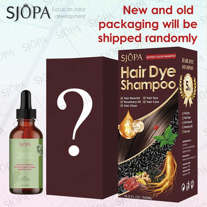 Hair Dye Coloring Shampoo 5-in-1 Upgraded - SJOPA Hibiscus Oil, Squalane & Glycerin, Quick Color & Nourishing, Gentle Skin-Safe, 12 Shades, 16.91oz
