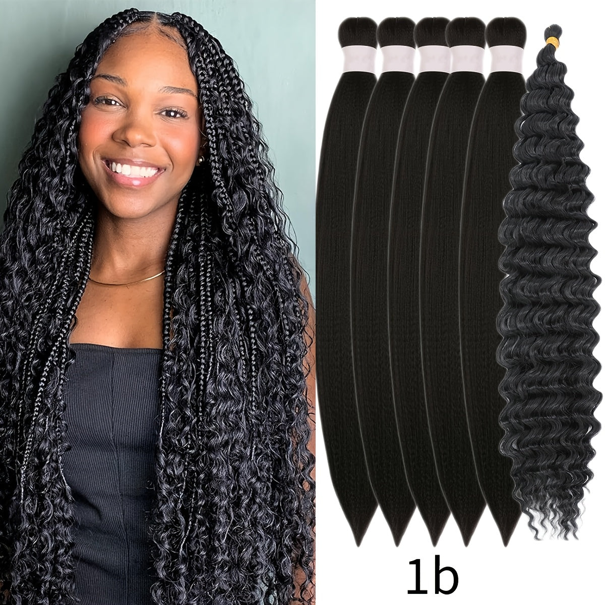 Pack Of 6 26 Inch Pre-stretched for Braiding, Curling And Crochet Styling with Deep Curls And Synthetic Strands