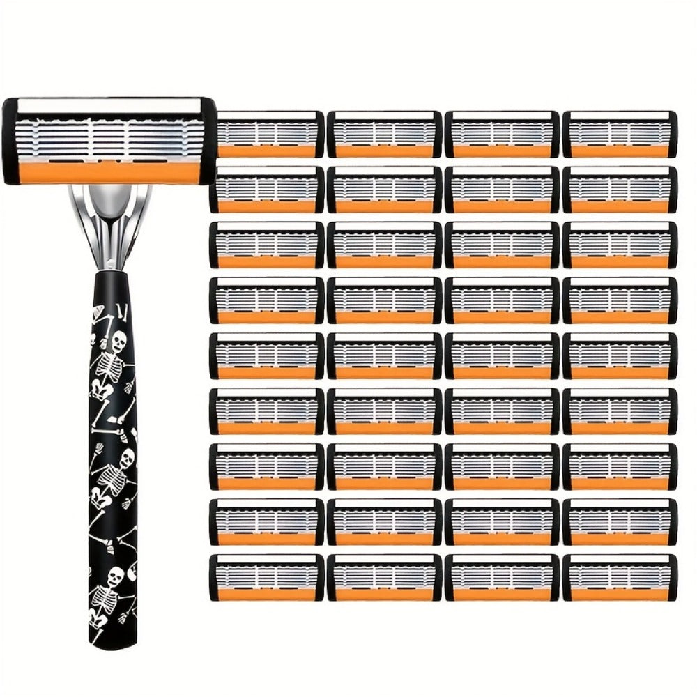 High-End Manual Razor for Men, Featuring 7-Layer Progressive Stainless Steel Blades, a Metal Non-Slip Handle, And a Classic Design That Works Well. an Excellent Gift for Men