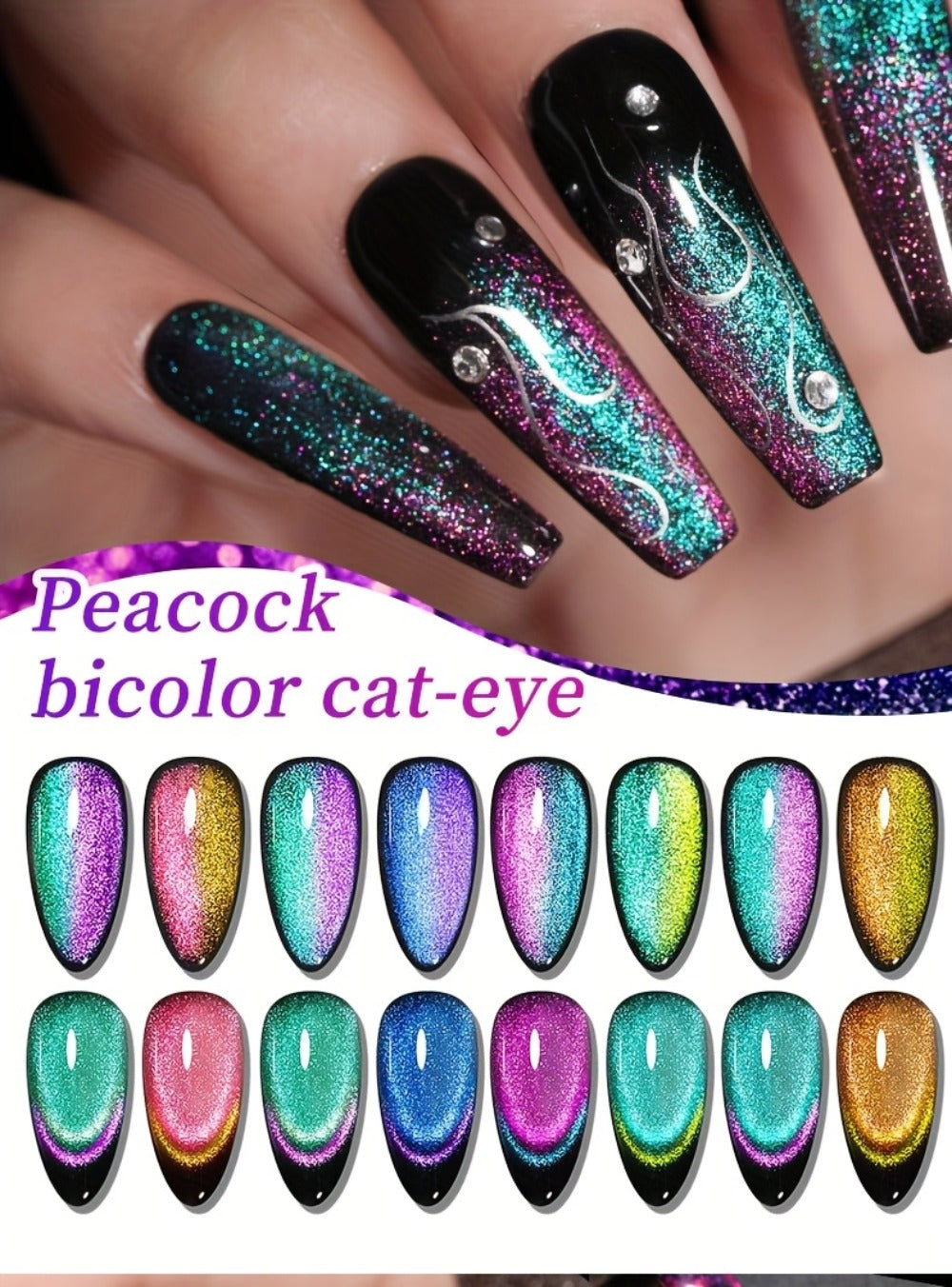 Cat Eye Nail Polish Set 8Colors 0.51oz Reflective Cat'S Eye Nail Gel Soaking LED Gel Salon Female Nail Art Tools Fashion Holographic Nail Art