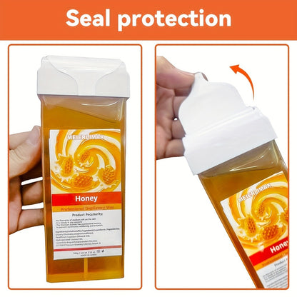 Hair Removal Roller Wax Strips 100g Handheld Depilatory Wax Kit for Smooth Skin Body Leg Arm Underarm Unisex Multiple Scents Aloe Honey Strawberry Lavender