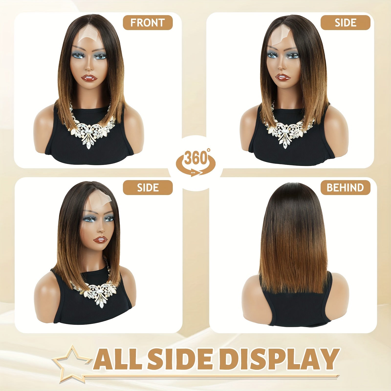 Black And Brown U Part Lace Bob Wigs 13*2 Ombre Brown Bob Front Wig 12 Inch Straight Hair Wigs Lace Front Synthetic Hair Wigs Merry Christmas Hair