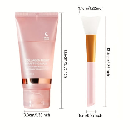 Collagen Sleeping Mask 3pcs Overnight Lifting & Firming - Niacinamide Hyaluronic Acid Intensive Moisturizing Sleep Off Face Mask - Deep Hydration Gel Texture 75g Anti-Aging