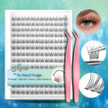 Self Adhesive Lash Clusters No Glue Needed, Lightweight Lashes Clusters Kit, Pre Glued Wispy Cluster Lashes Natural Volume Press On Lashes with 2 Tweezers, Reusable Eyelashes, Beginner Friendly Casual Attire Lashes Fluffy Individual Cluster Eyelashes