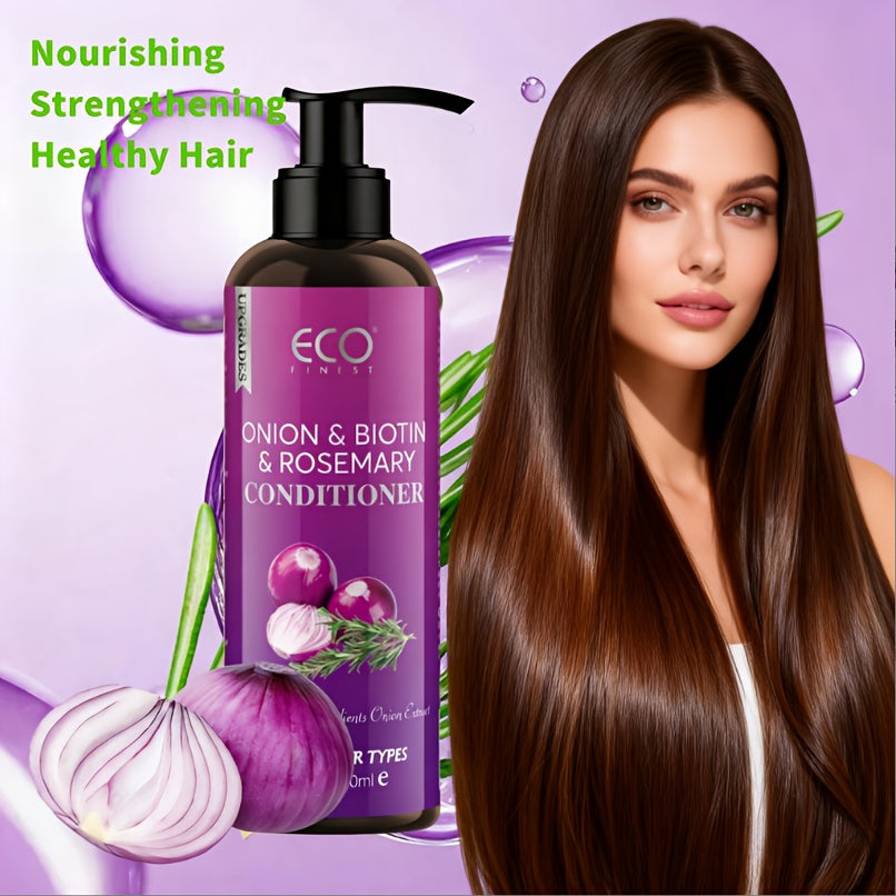 Onion Biotin And Rosemary Shampoo & Conditioner Set, Natural Hair Moisturizer with Onion Extract, Rosemary, Biotin & Jojoba, Nourishing, Strengthening & Healthy Hair, Remove Loose Dandruff Flakes, Smoothing Shampoo for Dry Rough Hair, Free