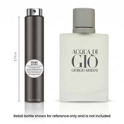 Acqua Di Gio EDT Travel Spray for Men 5ml Portable Atomizer Aquatic Fresh Mediterranean Cologne Bergamot Marine Rosemary Patchouli On-the-Go Gym Office Daily Wear